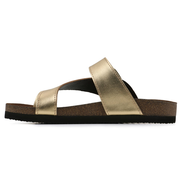 summit By White Mountain Carly Footbeds Sandal - Antique Gold Leather