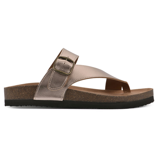 Summit By White Mountain Carly Footbeds Sandal - Rose Gold Leather
