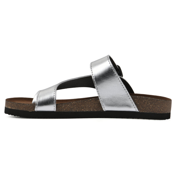 Summit By White Mountain Carly Footbeds Sandal - Silver Leather