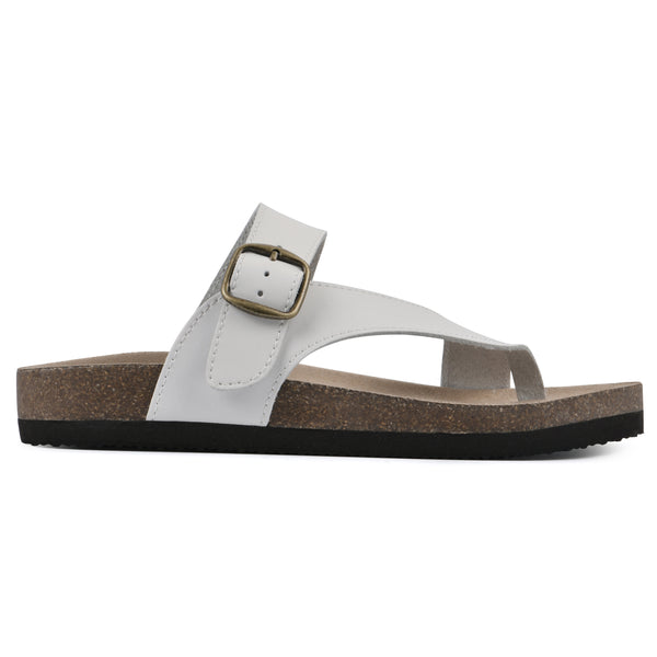 Summit By White Mountain Carly Footbeds Sandal - White Leather