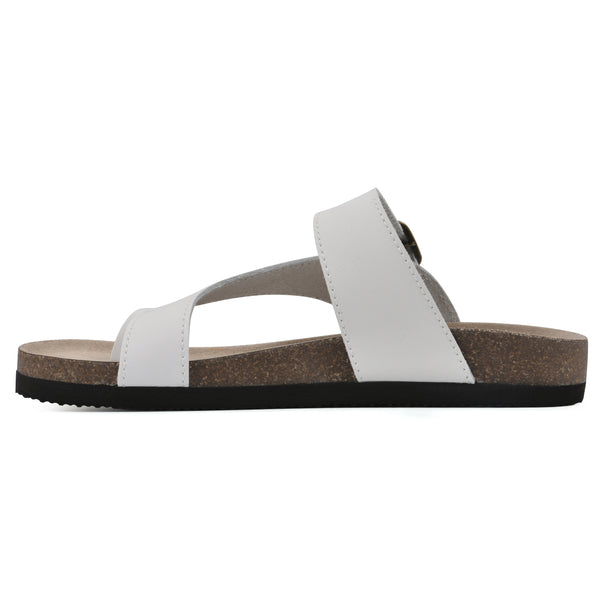 Summit By White Mountain Carly Footbeds Sandal - White Leather
