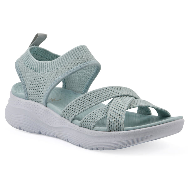 summit by white mountain Charry Recovery Sandal - Cotton Blue Fabric