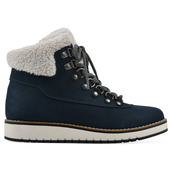 Summit By White Mountain Cozy Bootie - Navy Pebbled Fabric