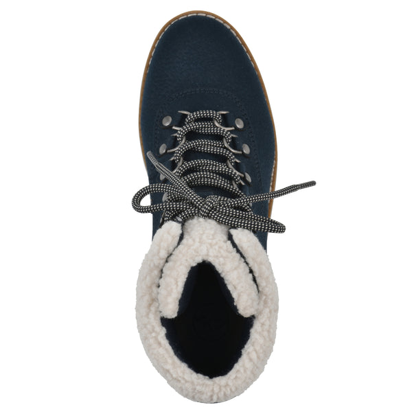 Summit By White Mountain Cozy Bootie - Navy Pebbled Fabric