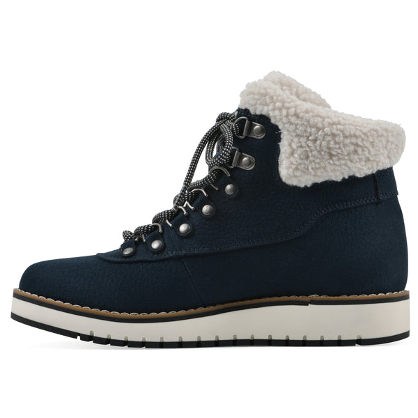 Summit By White Mountain Cozy Bootie - Navy Pebbled Fabric