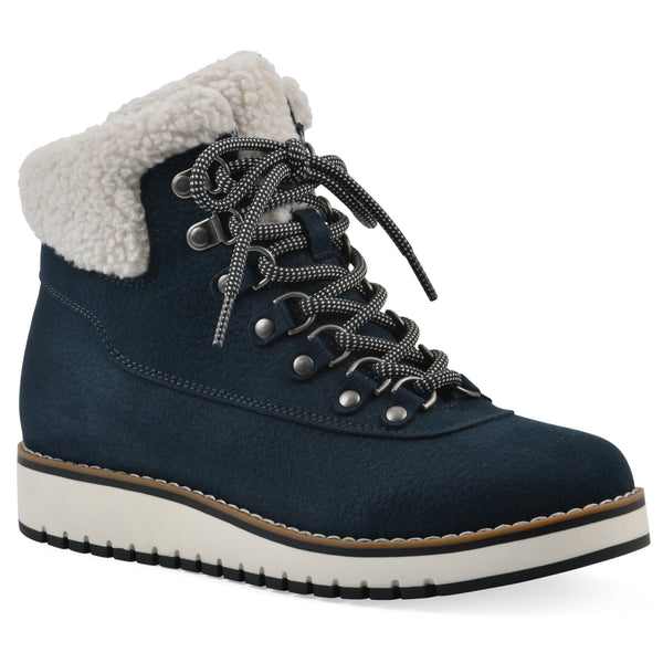 summit by white mountain Cozy Bootie - Navy Pebbled Fabric