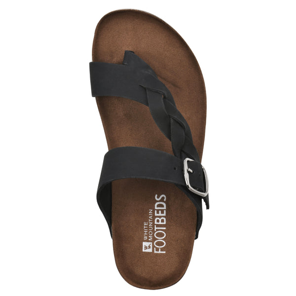 Summit By White Mountain Crawford Footbeds Sandal - Black Leather