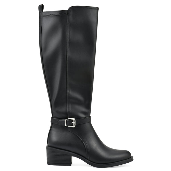 Summit By White Mountain Custard Tall Boot - Black Faux Leather