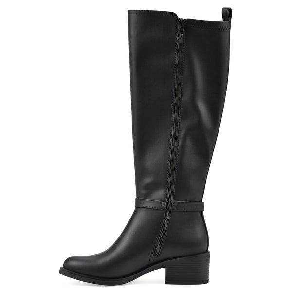Summit By White Mountain Custard Tall Boot - Black Faux Leather