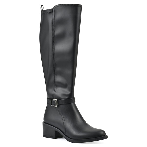 summit by white mountain Custard Tall Boot - Black Faux Leather