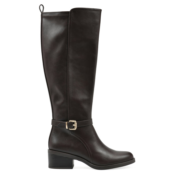 Summit By White Mountain Custard Tall Boot - Dark Brown Faux Leather