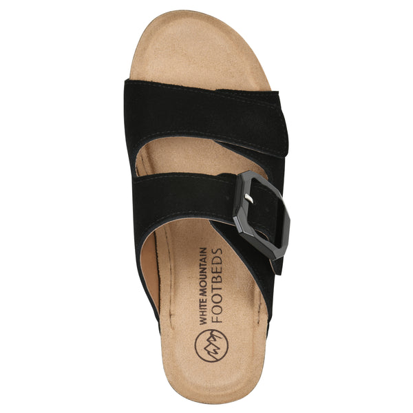 Summit By White Mountain Fearful Wedge Sandal - Black Suede