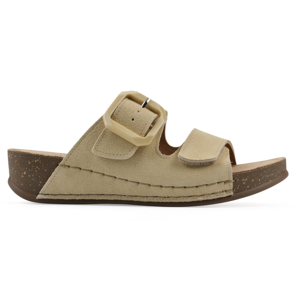 Summit By White Mountain Fearful Wedge Sandal - Buttercream Suede
