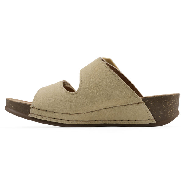 Summit By White Mountain Fearful Wedge Sandal - Buttercream Suede