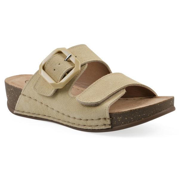 summit by white mountain Fearful Wedge Sandal - Buttercream Suede