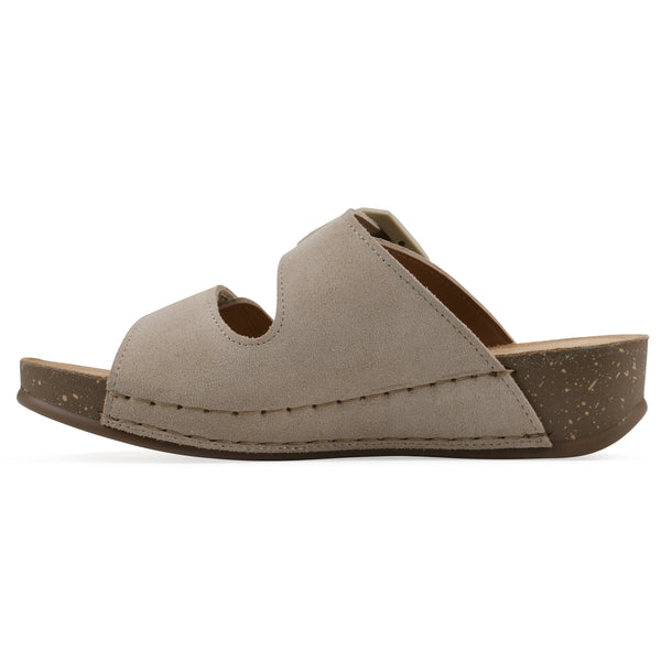 Summit By White Mountain Fearful Wedge Sandal - Sandal Wood Suede