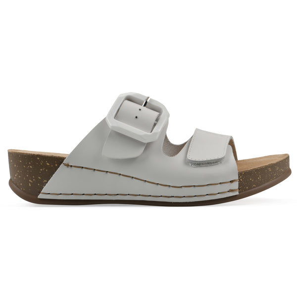 Summit By White Mountain Fearful Wedge Sandal - White Leather
