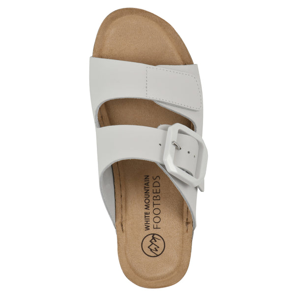 Summit By White Mountain Fearful Wedge Sandal - White Leather