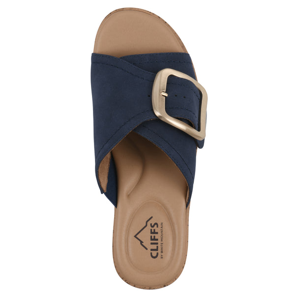 Summit By White Mountain Filipa Heeled Sandal - Dark Blue Faux Leather