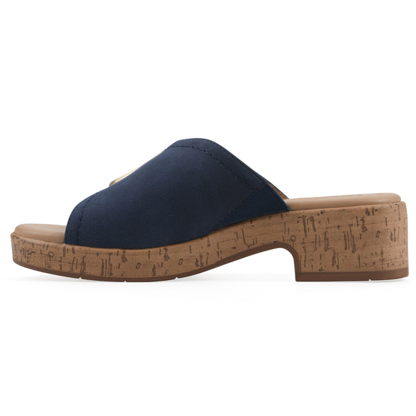 Summit By White Mountain Filipa Heeled Sandal - Dark Blue Faux Leather
