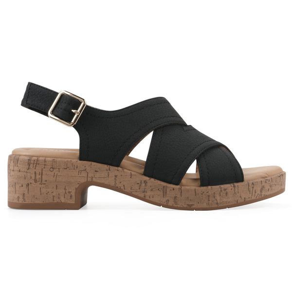 Summit By White Mountain Finnlee Heeled Sandal - Black Faux Leather