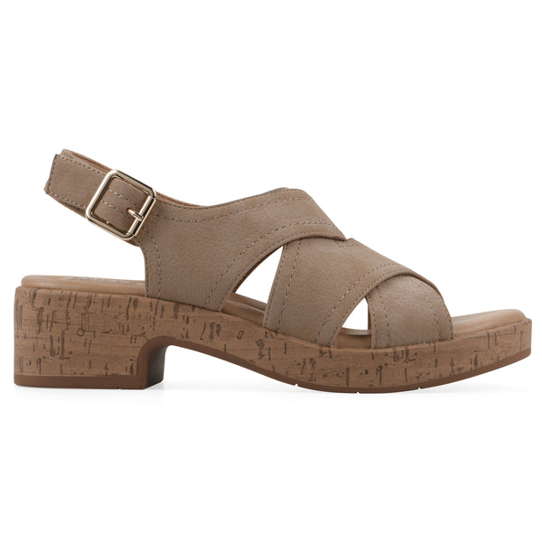 Summit By White Mountain Finnlee Heeled Sandal - Mocha Faux Leather
