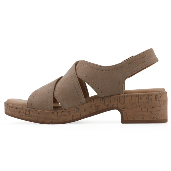 Summit By White Mountain Finnlee Heeled Sandal - Mocha Faux Leather