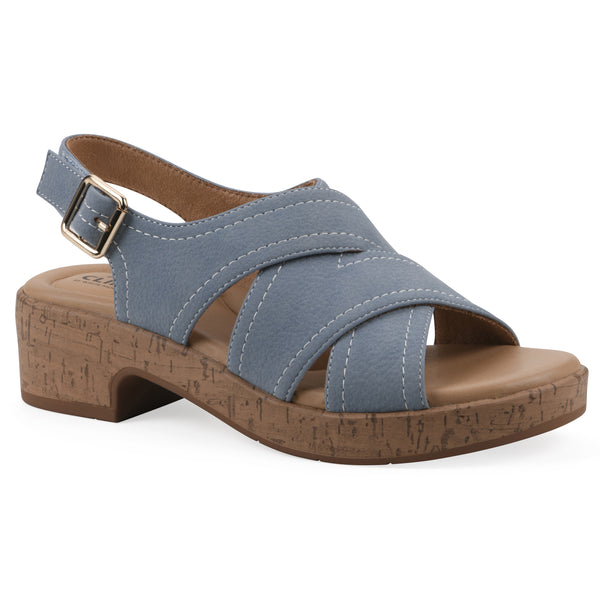 summit by white mountain Finnlee Heeled Sandal - Periwinkle Faux Leather