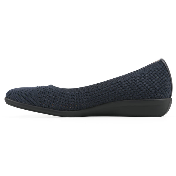 Summit By White Mountain Florian Flat - Navy Knit Fabric