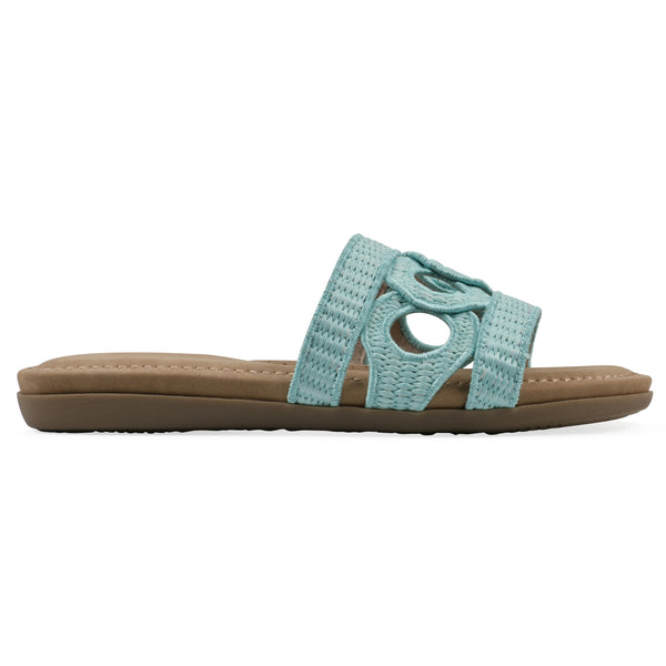 Summit By White Mountain Fraly Sandal - Light Blue Raffia