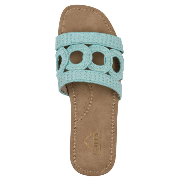 Summit By White Mountain Fraly Sandal - Light Blue Raffia