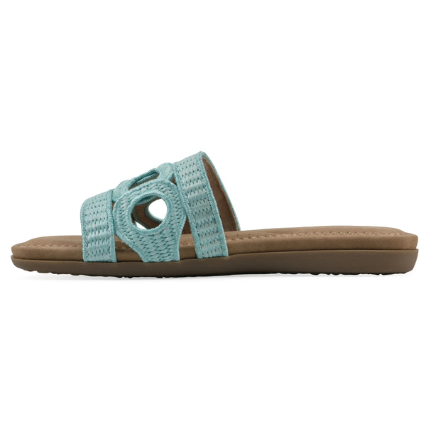 Summit By White Mountain Fraly Sandal - Light Blue Raffia