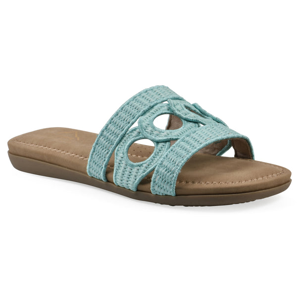 summit by white mountain Fraly Sandal - Light Blue Raffia