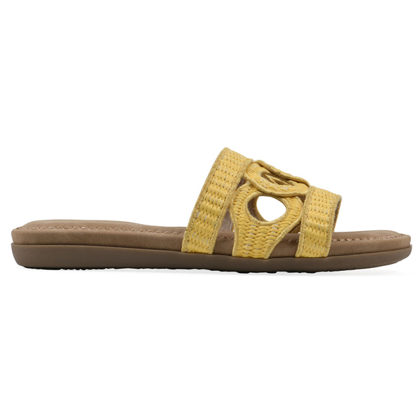 Summit By White Mountain Fraly Sandal - Yellow Raffia