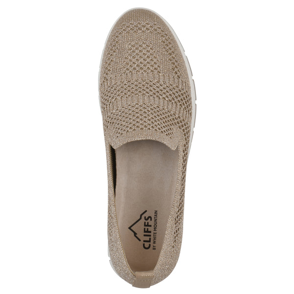 Summit By White Mountain Garren Knit Sneaker - Bronze Glitter Fabric