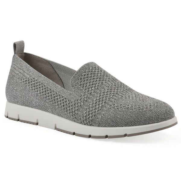 summit by white mountain Garren Knit Sneaker - Grey Glitter Fabric