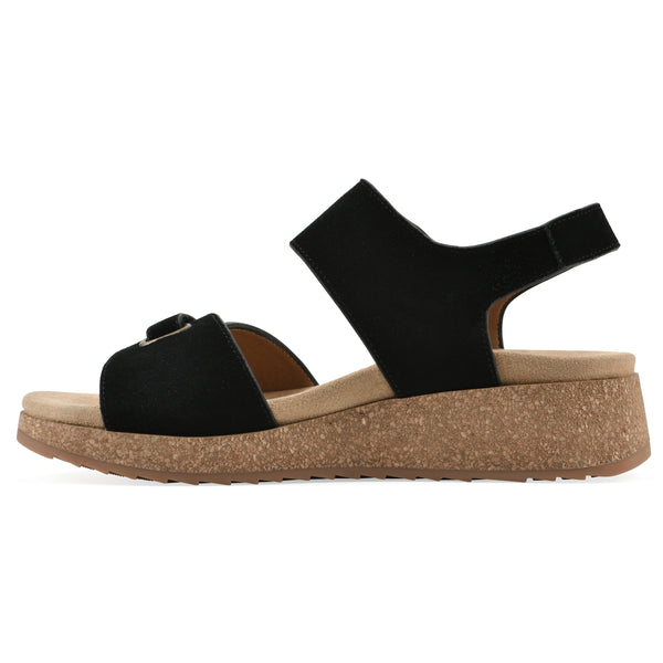 Summit By White Mountain Gelato Wedge Sandal - Black Suede
