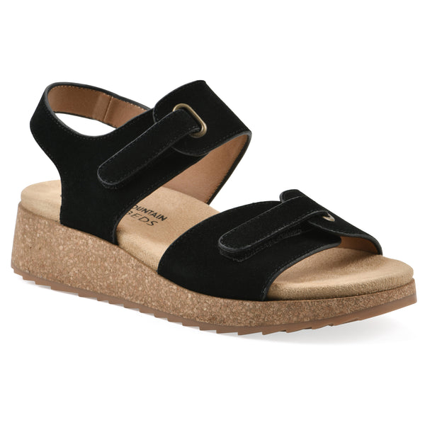 summit by white mountain Gelato Wedge Sandal - Black Suede