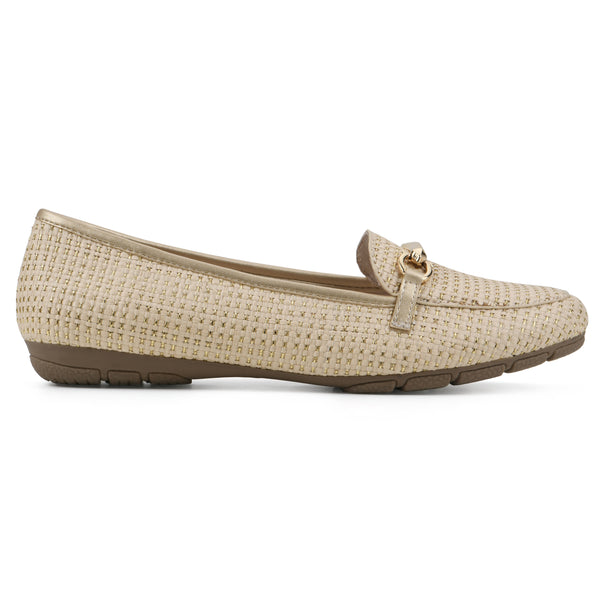 Summit By White Mountain Glowing Loafer - Gold Multi Raffia