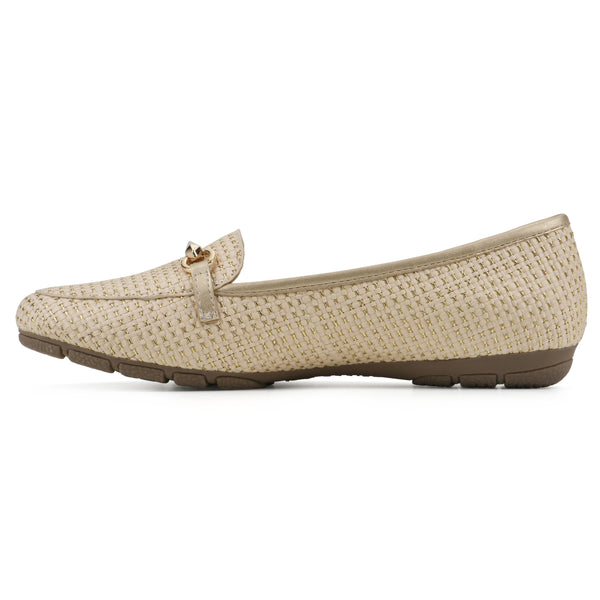 Summit By White Mountain Glowing Loafer - Gold Multi Raffia