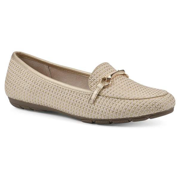 summit by white mountain Glowing Loafer - Gold Multi Raffia