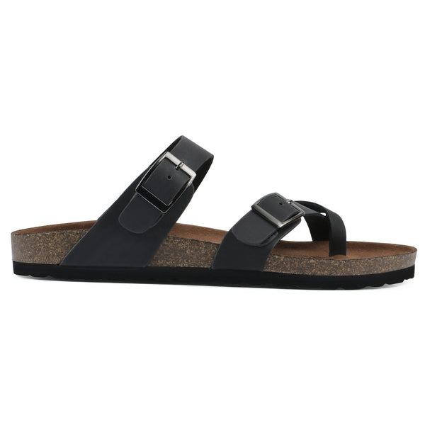 Summit By White Mountain Gracie Footbeds Sandal - Black Leather