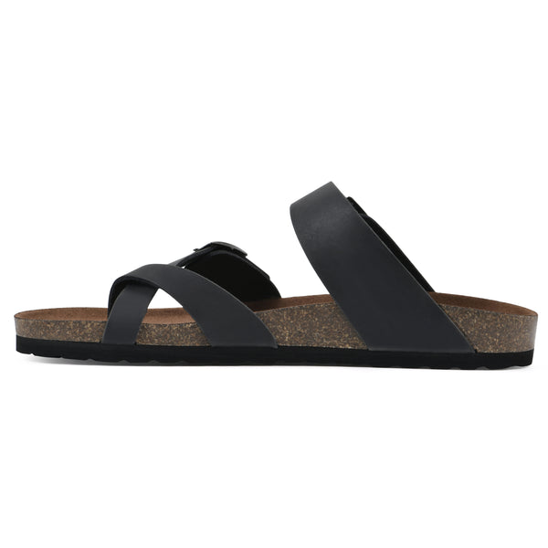 Summit By White Mountain Gracie Footbeds Sandal - Black Leather