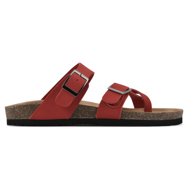 Summit By White Mountain Gracie Footbeds Sandal - Red Leather
