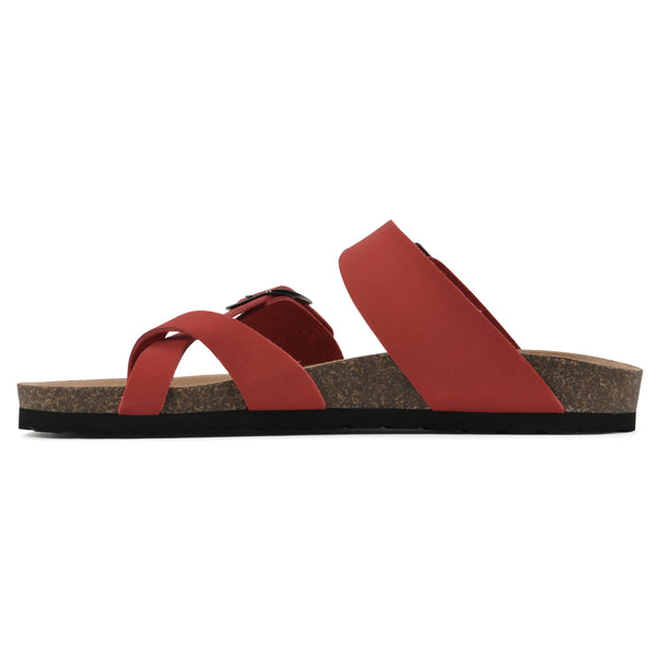 Summit By White Mountain Gracie Footbeds Sandal - Red Leather