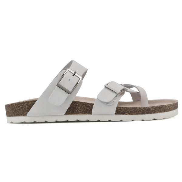 Summit By White Mountain Gracie Footbeds Sandal - White Leather With White Sole
