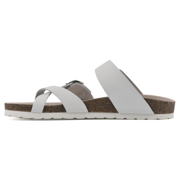 Summit By White Mountain Gracie Footbeds Sandal - White Leather With White Sole