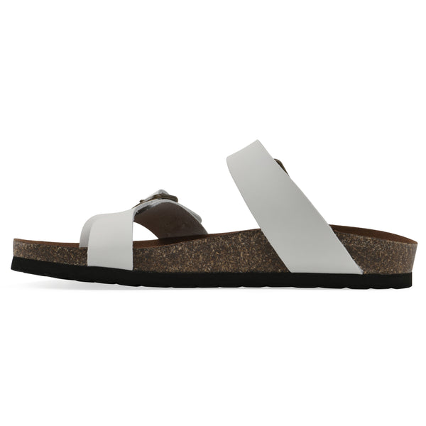 Summit By White Mountain Grams Footbeds Sandal - White Leather