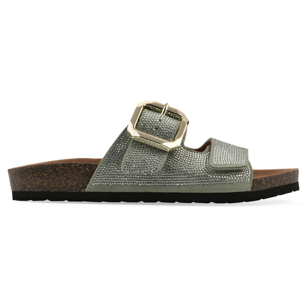 Summit By White Mountain Granitas Footbeds Sandal - Sage Green Suede