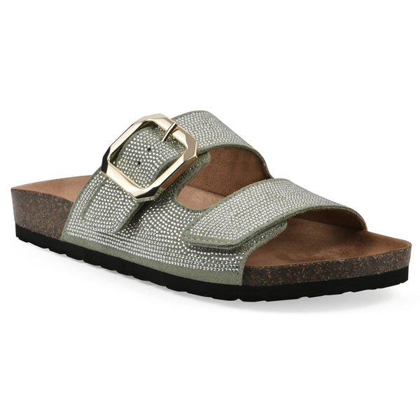 summit by white mountain Granitas Footbeds Sandal - Sage Green Suede